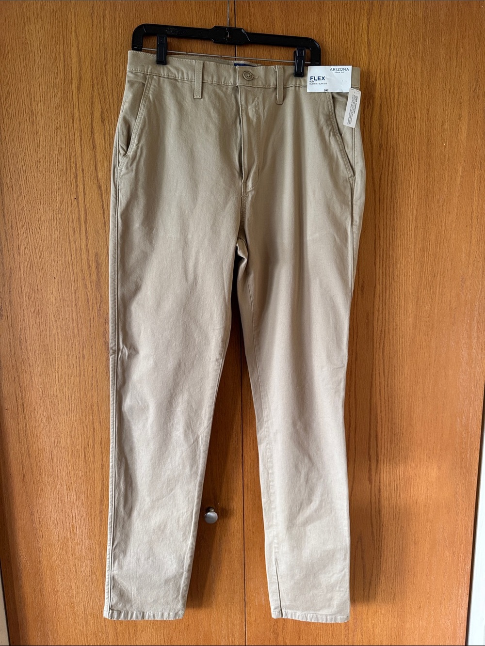 Arizona Jean Company Men’s Khaki Stretch Chinos - Light Khaki 34 x 34 Slim Fit